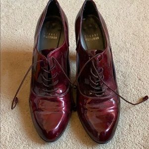 Burgundy patent leather shoes